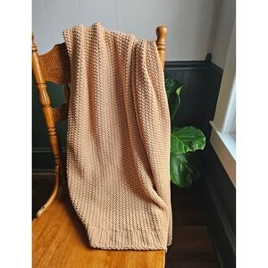 Solid Chenille Knit Throw Blanket Gold Threshold Cozy 50x60"